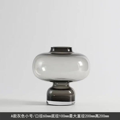 A Nordic light luxury gourd glass vase transparent big belly creative living room bedroom flower arrangement soft decoration ornament vase