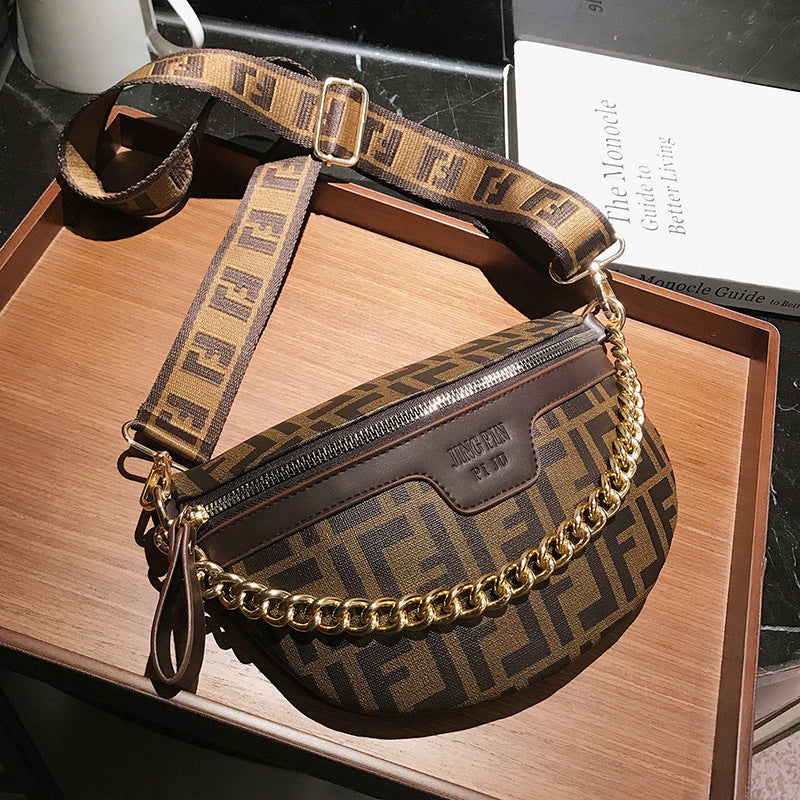 A new fashion printed simple retro breast bag shoulder bag Korean version messenger women's bag - Mixbatch
