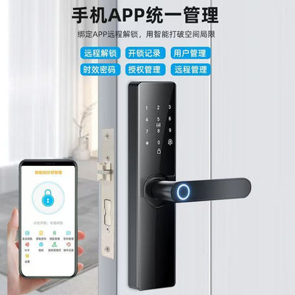 A Tuya wooden door smart lock remote apartment fingerprint password lock indoor door electronic lock