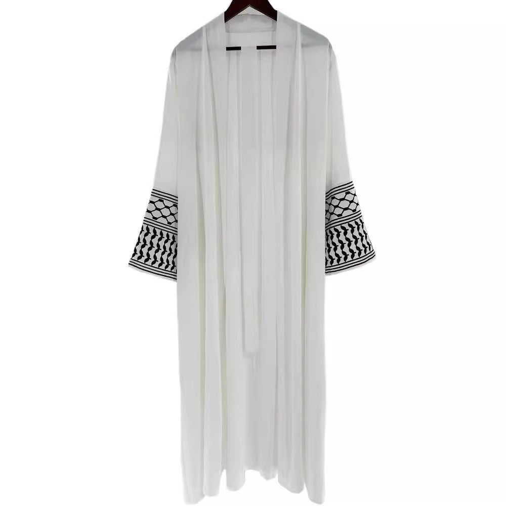 Embroidered Cardigan Robe Middle Eastern Muslim Arab Clothing Dress - Mixbatch