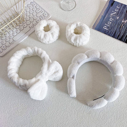 A Bow hair band, wash makeup, mask, cloud headband set, tie hair high cranial top