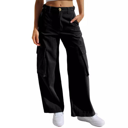 A foreign trade cross-border supply multi-pocket tooling jeans women
