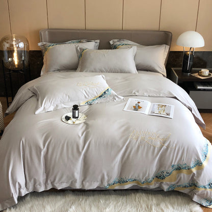 OQ5M luxury 100-piece long-staple cotton four-piece cotton embroidered quilt cover sheets with high quality bedding 4 - Mixbatch