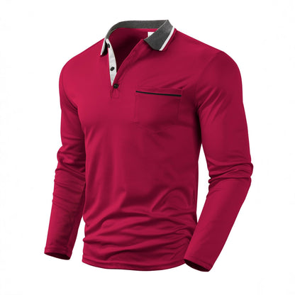 A European and American cross-border men's polo shirt fashion lapel golf wear men's sports long-sleeved POLO shirt wholesale