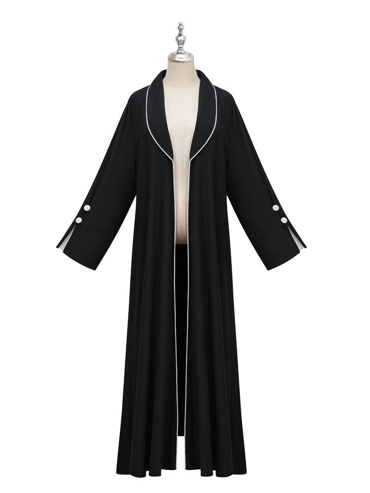 Middle Eastern Muslim Clothing Long Dress Fashion Elegant Cardigan Contrast Color Dress Robe - Mixbatch