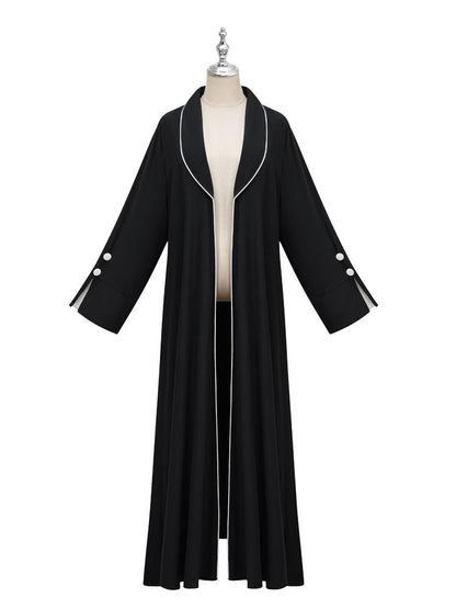 Middle Eastern Muslim Clothing Long Dress Fashion Elegant Cardigan Contrast Color Dress Robe - Mixbatch