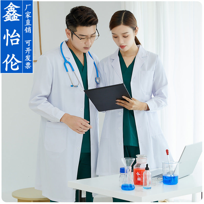 A Medical White Coat Short Sleeve Long Sleeve Pharmacy Dental Hospital Doctor Nurse Laboratory Beauty Salon Workwear Spot