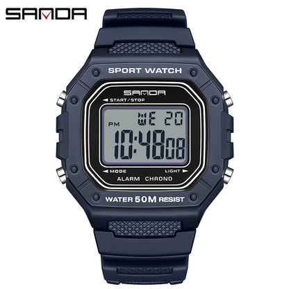 A version of swimming waterproof youth electronic watch simple alarm clock single display small square men and women, student wrist