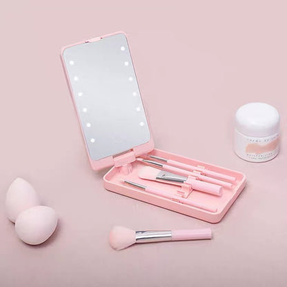 A LED lamp makeup mirror makeup brush set