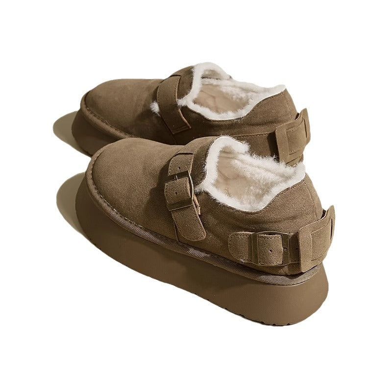 Winter Birkenstock Snowshoes Women's Winter Thickened Frosted Fur Integrated Warm Birkenstock Cotton Shoes 1kg - Mixbatch