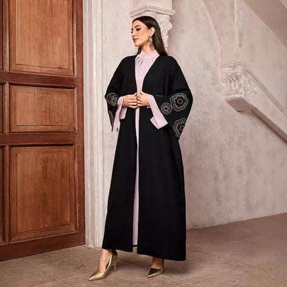 Cross-border women's clothing new Middle East Muslim fashion cardigan Dubai Arab robe bat sleeve elegant dress - Mixbatch