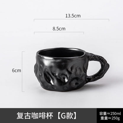 A ceramic coffee cup and saucer set