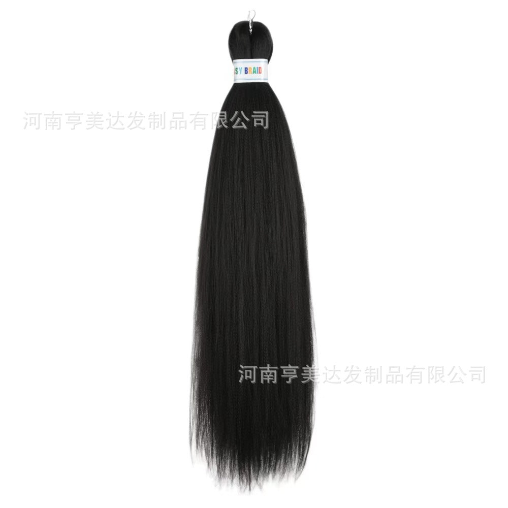 A EZ Color 26inch Women Chemical Fiber Long Straight Hair Large Easy Braided Hair Low Temperature Silk Long Straight Hair Wig - Mixbatch