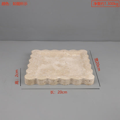 صينية زخرفية دائرية الشكل مصنوعة من رخام الترافرتين 