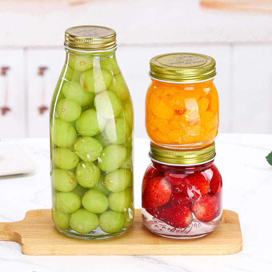 A Food grade high temperature resistant square circle jam lemon paste honey bottle Guiling paste strawberry bottle lead-free glass sealed jar - Mixbatch