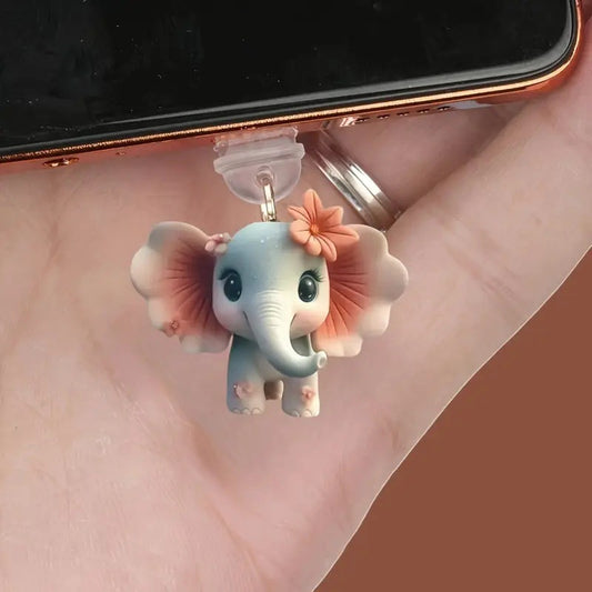 A long-nosed elephant dust plug mobile phone decorative pendant suitable for iPhone/Type-C connector