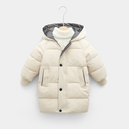 A Autumn and winter thickened children's down cotton clothes short boys and girls medium children Korean version hooded jacket
