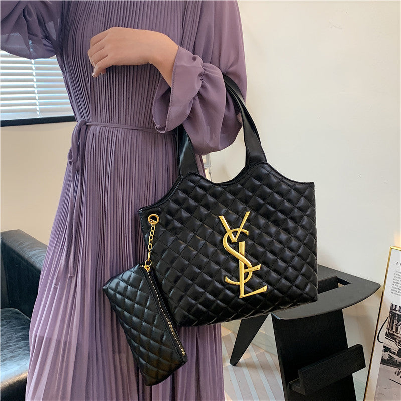A new spring and summer handbag women's Korean version shoulder tote bag Internet celebrity embroidery thread diamond fashion large capacity Europe and the United States