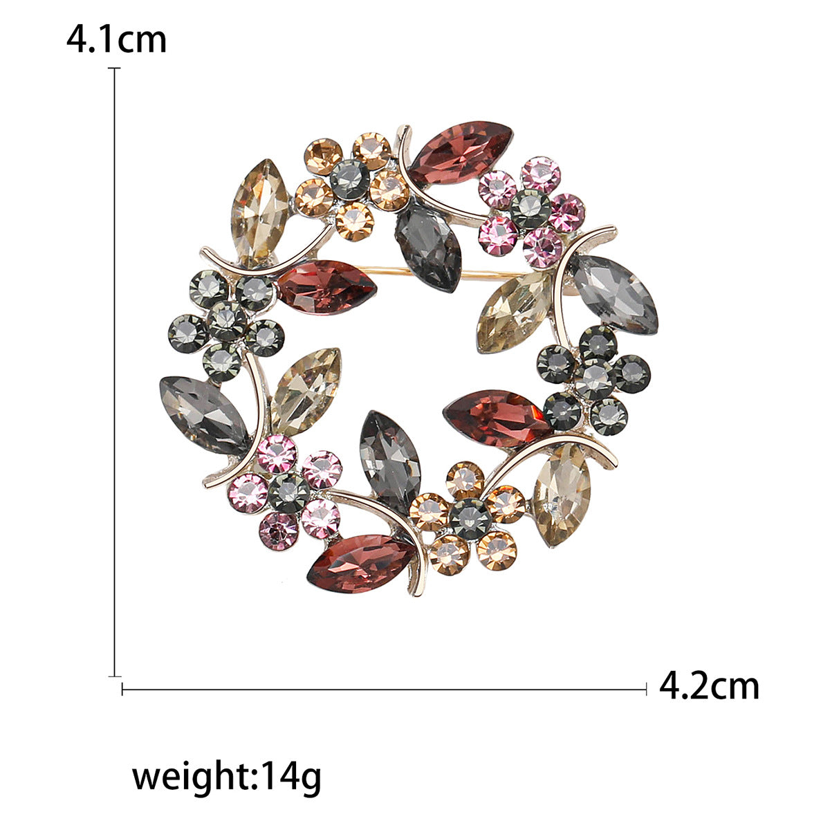 A Wreath Crystal Brooch European and Korean Edition Wholesale Crystal Diamond Olive Branch Breast Wreath Clothing Accessories Cross-border Special Supply - Mixbatch