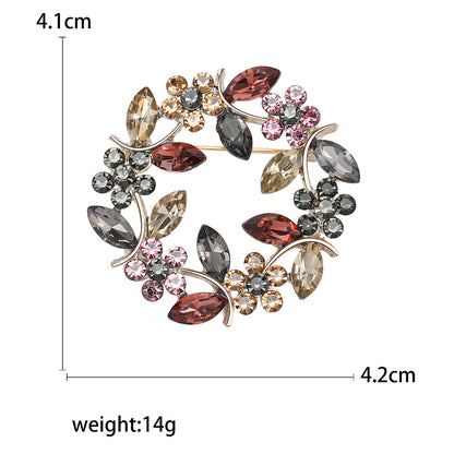 A Wreath Crystal Brooch European and Korean Edition Wholesale Crystal Diamond Olive Branch Breast Wreath Clothing Accessories Cross-border Special Supply - Mixbatch