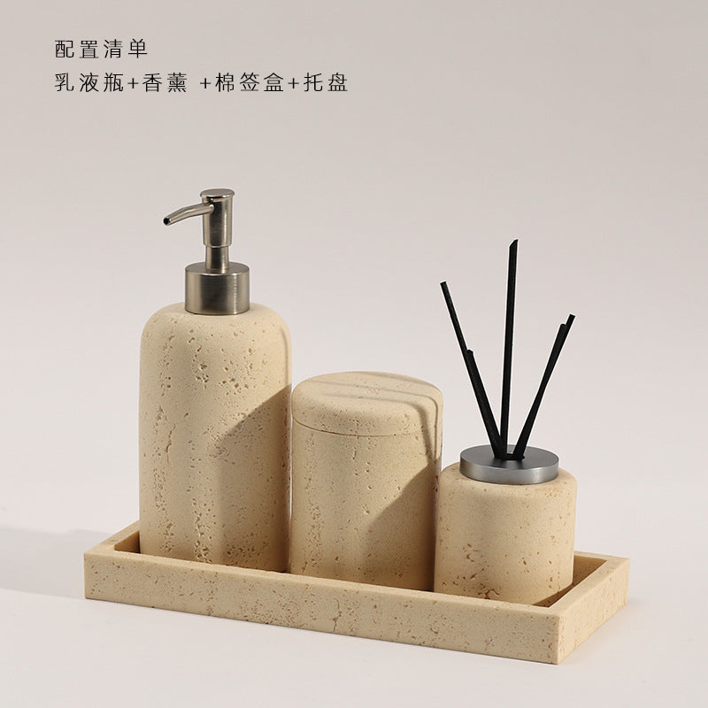 طقم حمام من حجر الترافرتين