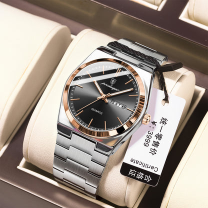 Xīnkuǎn fángshuǐ shuāng rìlì nán xuéshēng wàimào xiūxián shíshàng yùndòng shíyīng biǎo 930 24 / 5,000 New waterproof dual calendar male student foreign trade leisure fashion sports quartz watch 930