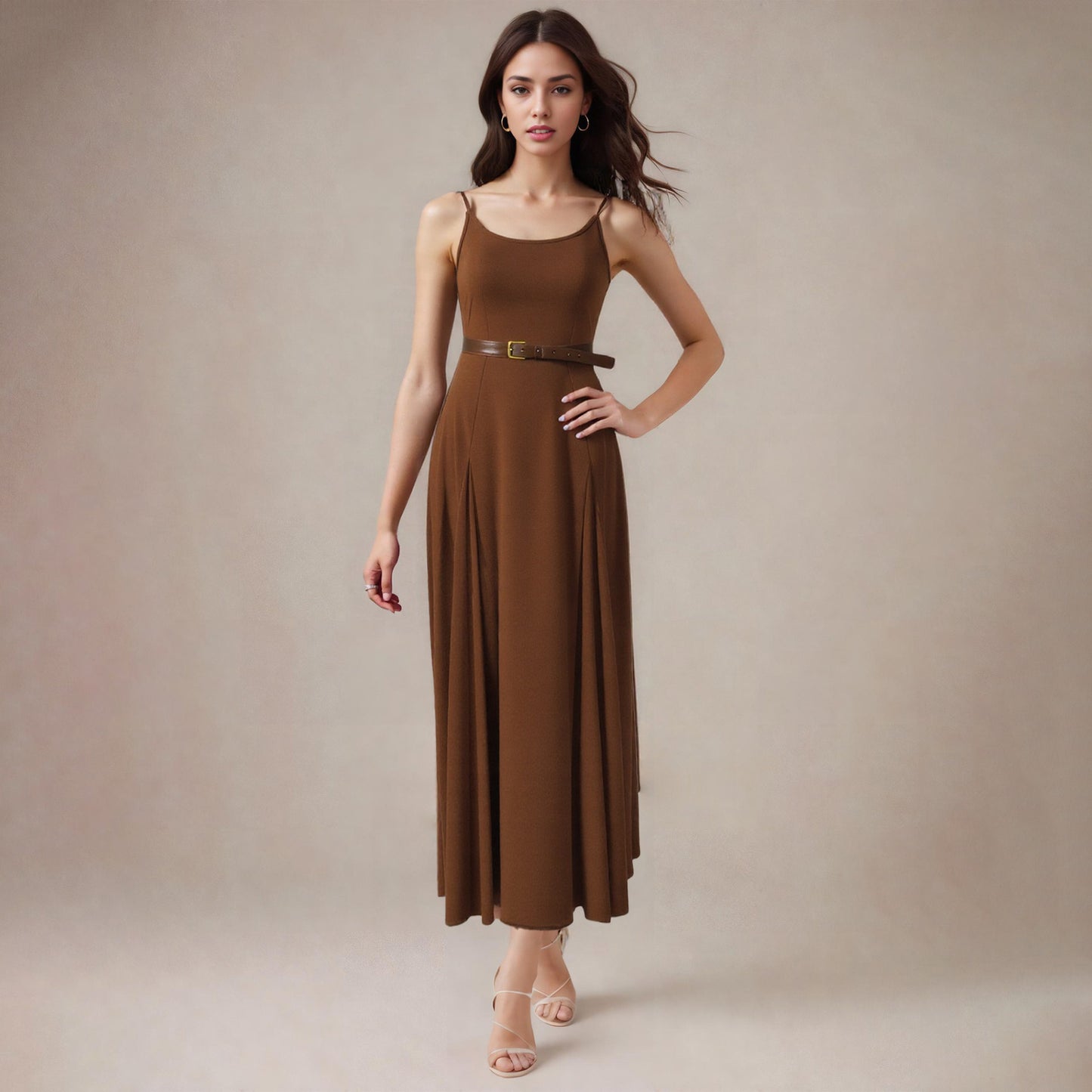 W310DS European and American cross-border 2025 spring wasteland wind belt suspender dress retro Maillard belt suspender skirt women - Mixbatch
