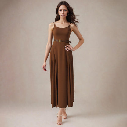 W310DS European and American cross-border 2025 spring wasteland wind belt suspender dress retro Maillard belt suspender skirt women - Mixbatch