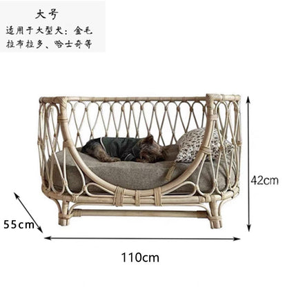 A rattan pet bed