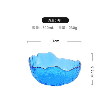 A Creative Japanese Lotus Mist Powder Glass Fruit Salad Bowl Set High Value Dessert Bowl Light Luxury Simple Household Fruit Plate