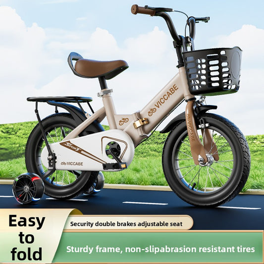 A children's bicycle is foldable