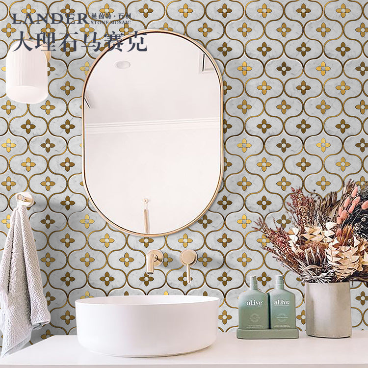 A natural marble shower room wall tiles