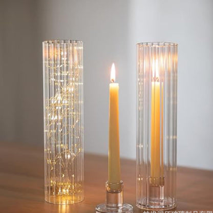 A Hot-selling high borosilicate vertical candle holder European simple transparent glass vase decorative vase
