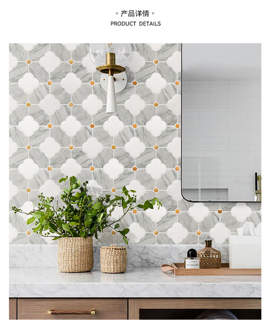 A metal mosaic tile bathroom