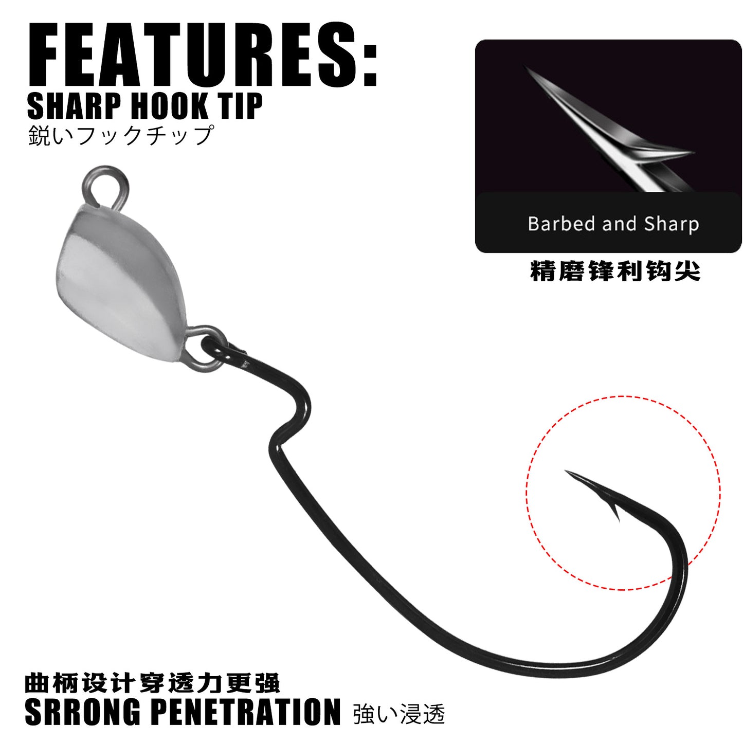 A Obstacle-resistant Jig Head Hooks for Soft Baits
