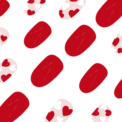 A short glossy oval European and American cross-border foreign trade new Valentine's Day burgundy simple love wearing armor 24 pieces - Mixbatch