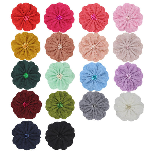 A new handmade pleated fabric flower bark pattern flower core head flower headband accessories shoes and hats flower clothing accessories 8CM - Mixbatch