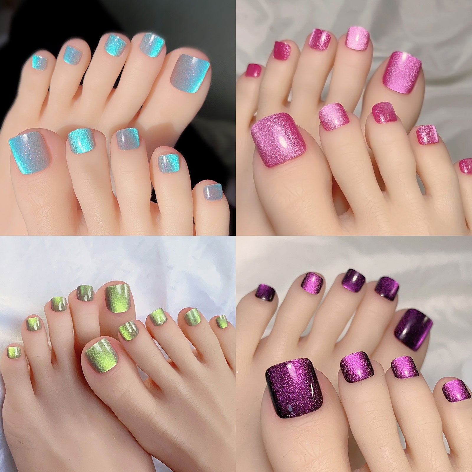 A manicure handmade wear nail spar cat eye flash drill foot nail patch wear nail foot manicure fake nail wholesale - Mixbatch