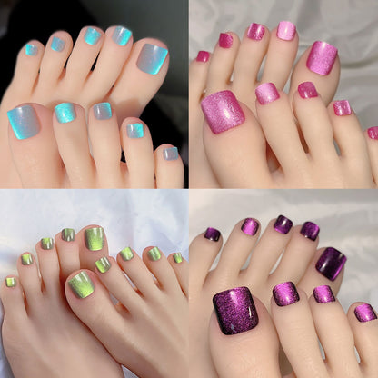 A manicure handmade wear nail spar cat eye flash drill foot nail patch wear nail foot manicure fake nail wholesale - Mixbatch
