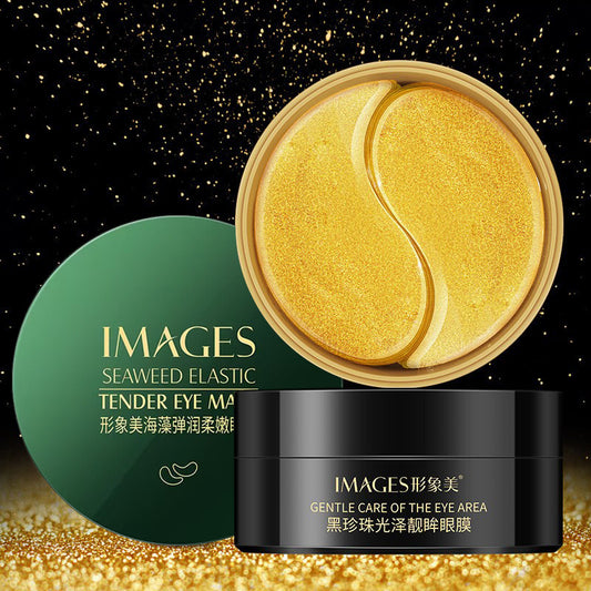 A 24K gold eye mask fades fine lines, improves dark circles, eye patch tightens skin, hydrates seaweed eye mask