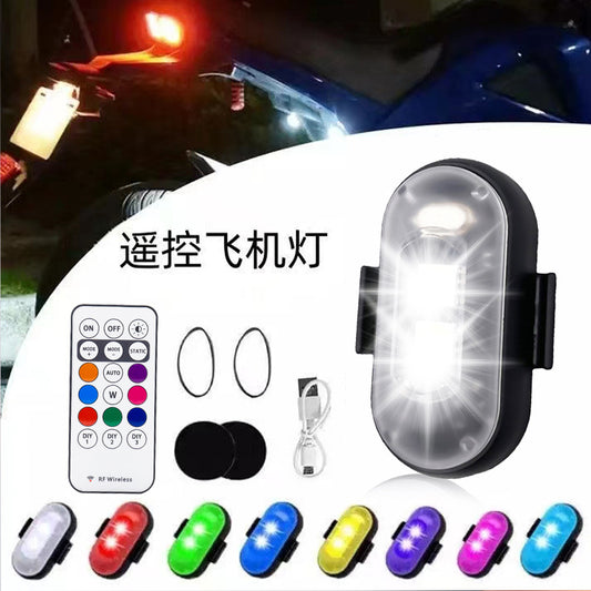 A wireless remote control aircraft light, car and motorcycle universal colorful flash warning light drone pilot light charging