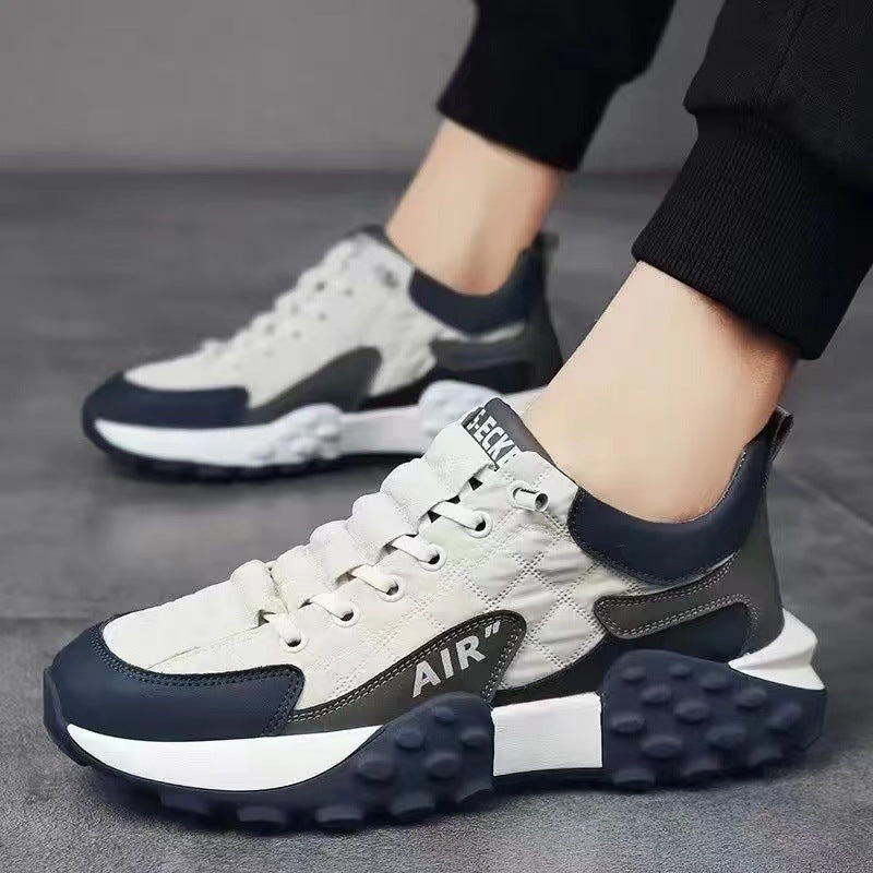 A one-piece hair delivery men's spring and autumn new leather shoes lightweight running casual sports shoes platform running shoes casual - Mixbatch