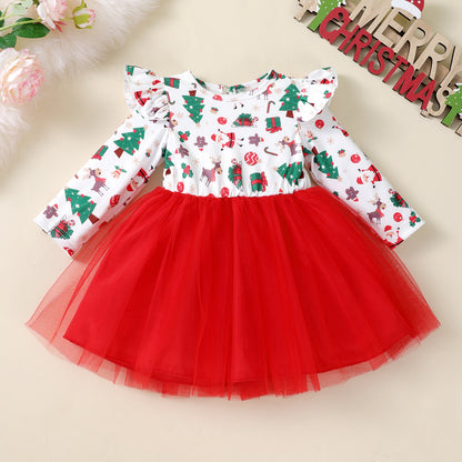A children's long-sleeved mesh dress