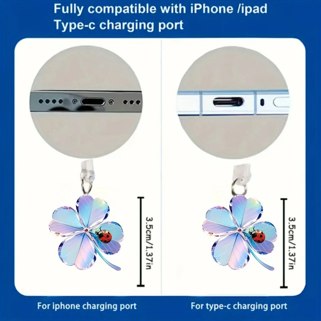 A Cross-border explosion Acrylic mobile phone dust plug Love milk tea dog and cat pendant Pendant Type-C oval interface