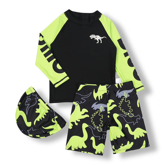 A boy's swimsuit suit cartoon dinosaur