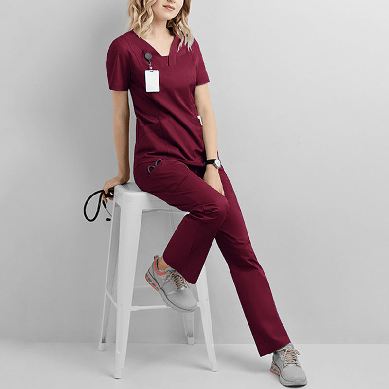 A Cross-border hand washing clothes, short sleeves and trousers, nurse clothes set, elastic quick-drying isolation, surgical clothes, oral doctor work clothes