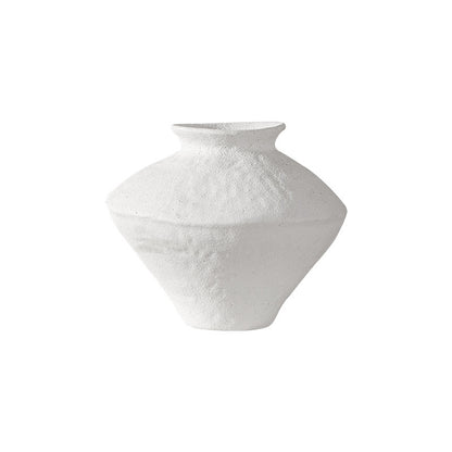 Nordic ceramic vase flower arrangement, high-end ornament, white Zen wabi-sabi art decoration, dry vase.