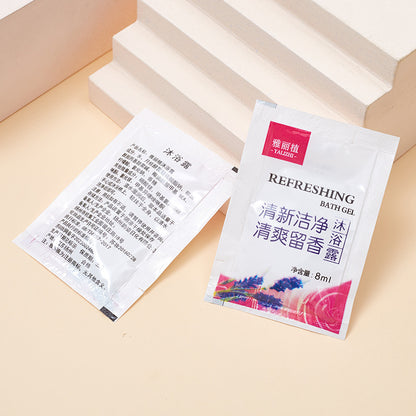1000 pieces Free shipping by sea to Beirut White Tea Shampoo Body Wash Hotel Disposable Shampoo Body Wash Bag