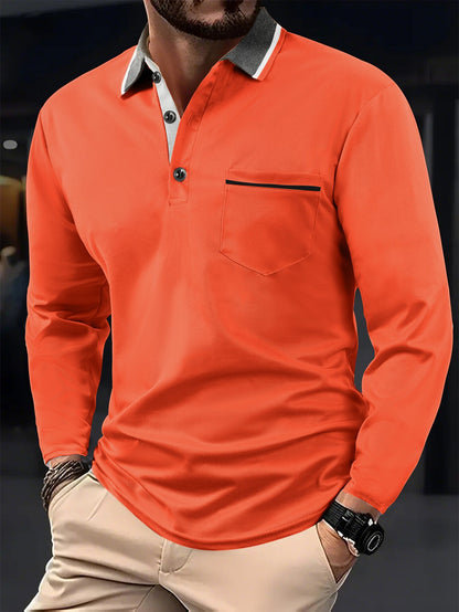 A European and American cross-border men's polo shirt fashion lapel golf wear men's sports long-sleeved POLO shirt wholesale