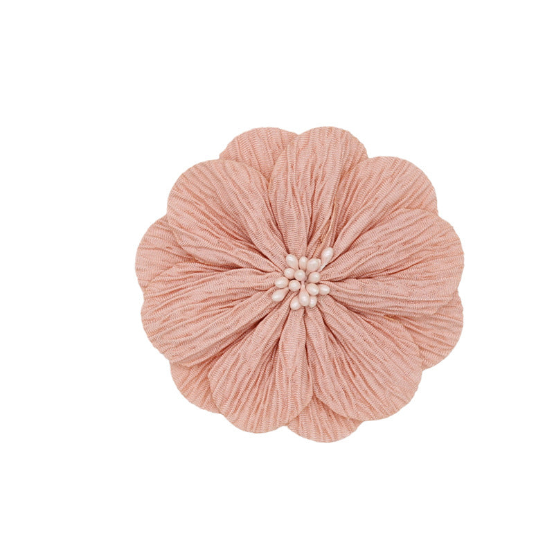A new handmade pleated fabric flower bark pattern flower core head flower headband accessories shoes and hats flower clothing accessories 8CM - Mixbatch